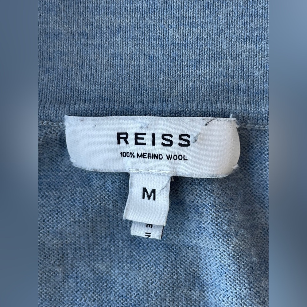 REISS 
Duchie Merino Wool Open Collar Polo Shirt - Washed Stone size M - Picture 9 of 10
